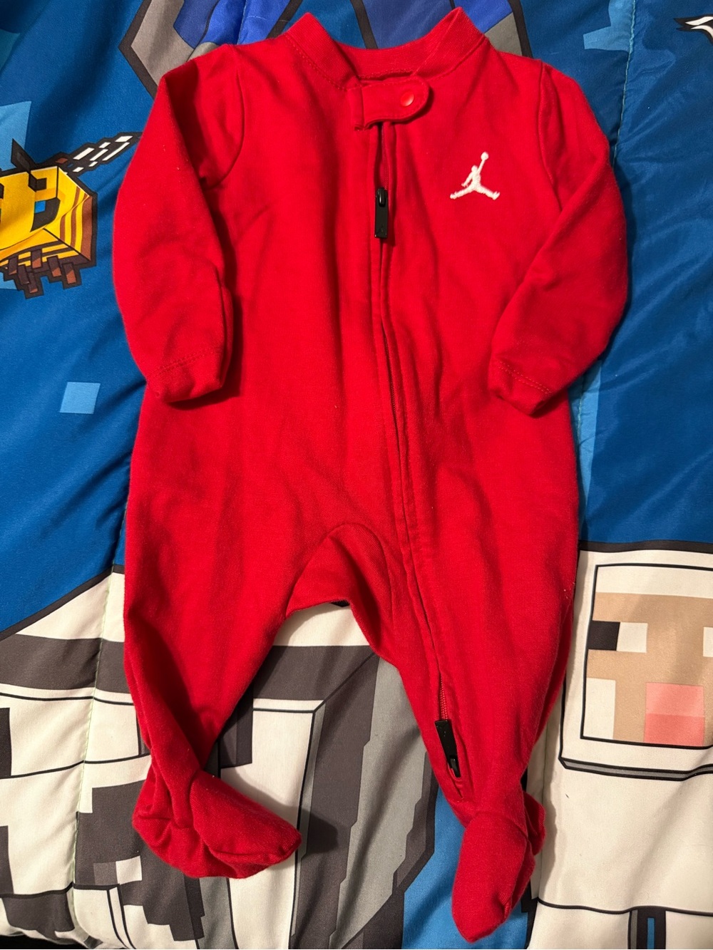 Jordan Red Footed Infant One-Piece with White Jumpman